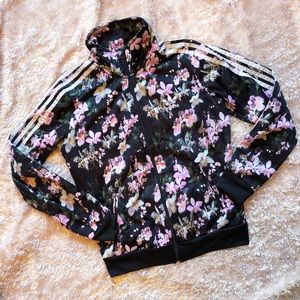 Adidas floral zip up sweater